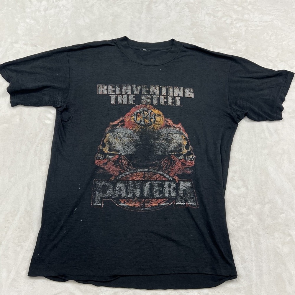 Pantera parkinglot T-Shirt Mens L Black Reinventing The Steel US Tour 2001 Band